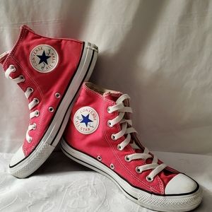 Converse Dark Pink Cloth High Tops Sz 6